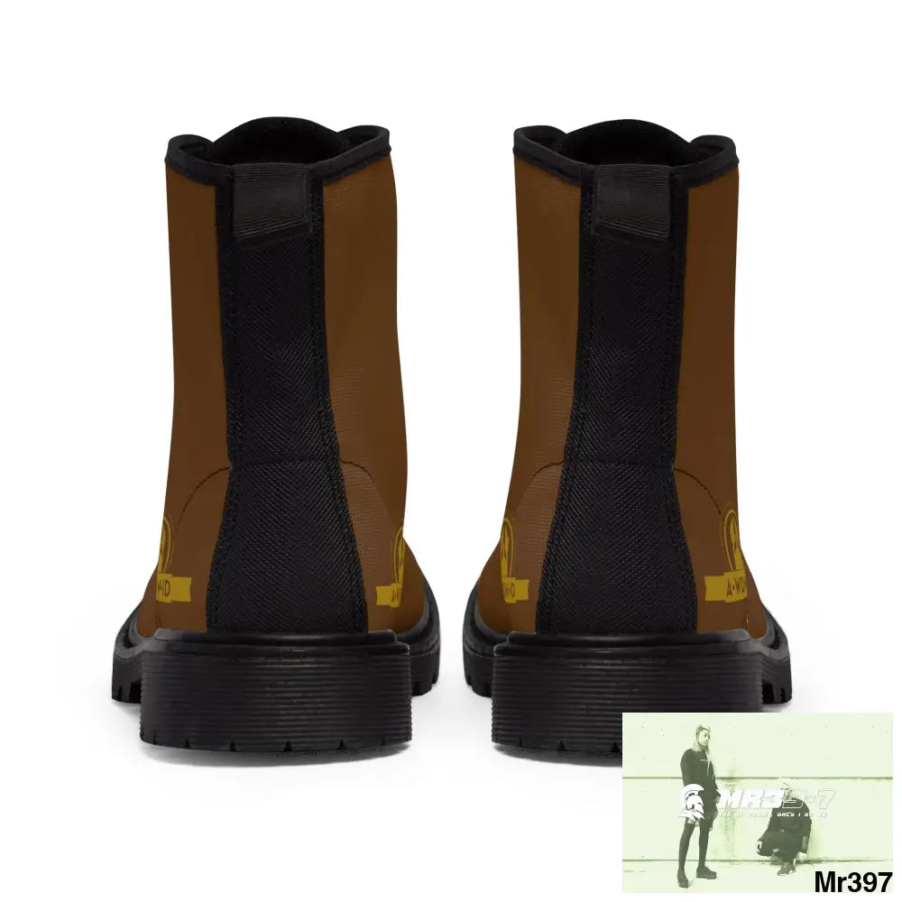 A.WDW ID Brown Canvas Boots AOP Shoes
