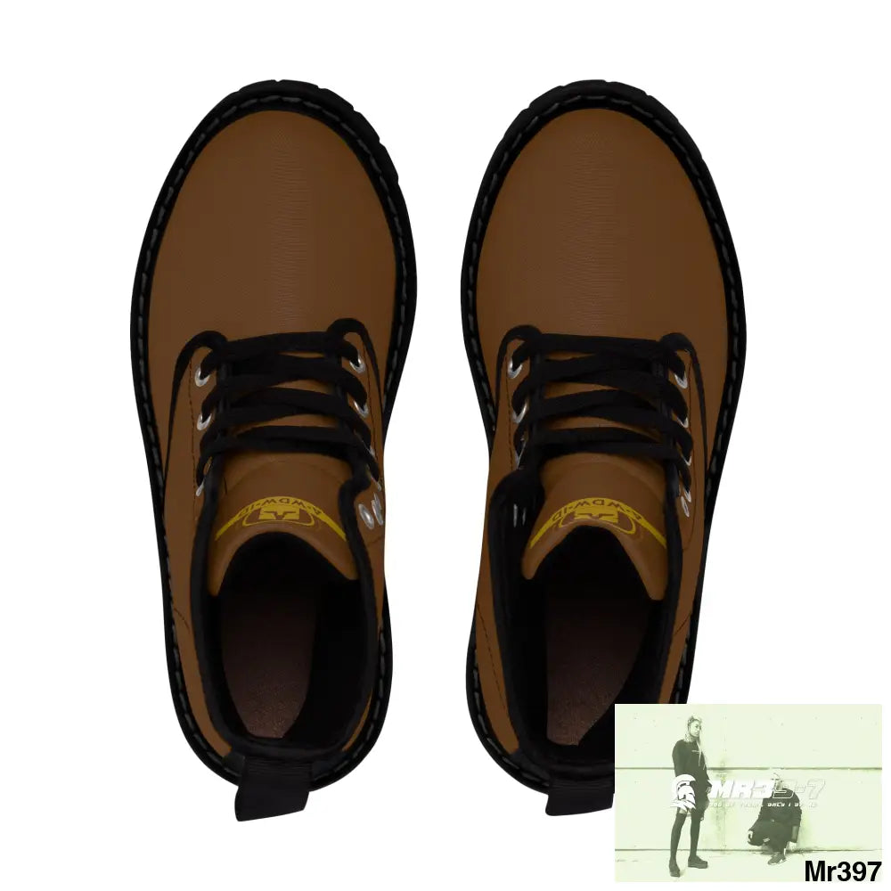 A.WDW ID Brown Canvas Boots AOP Shoes
