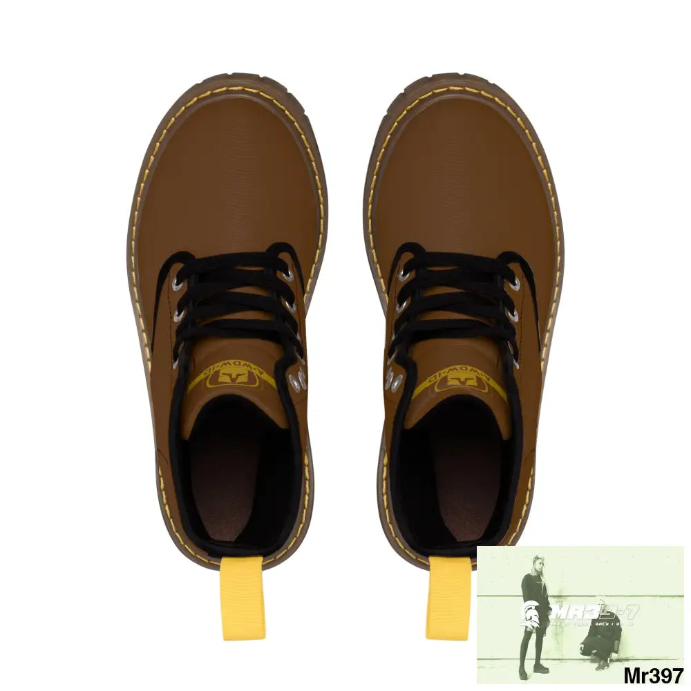 A.WDW ID Brown Canvas Boots AOP Shoes