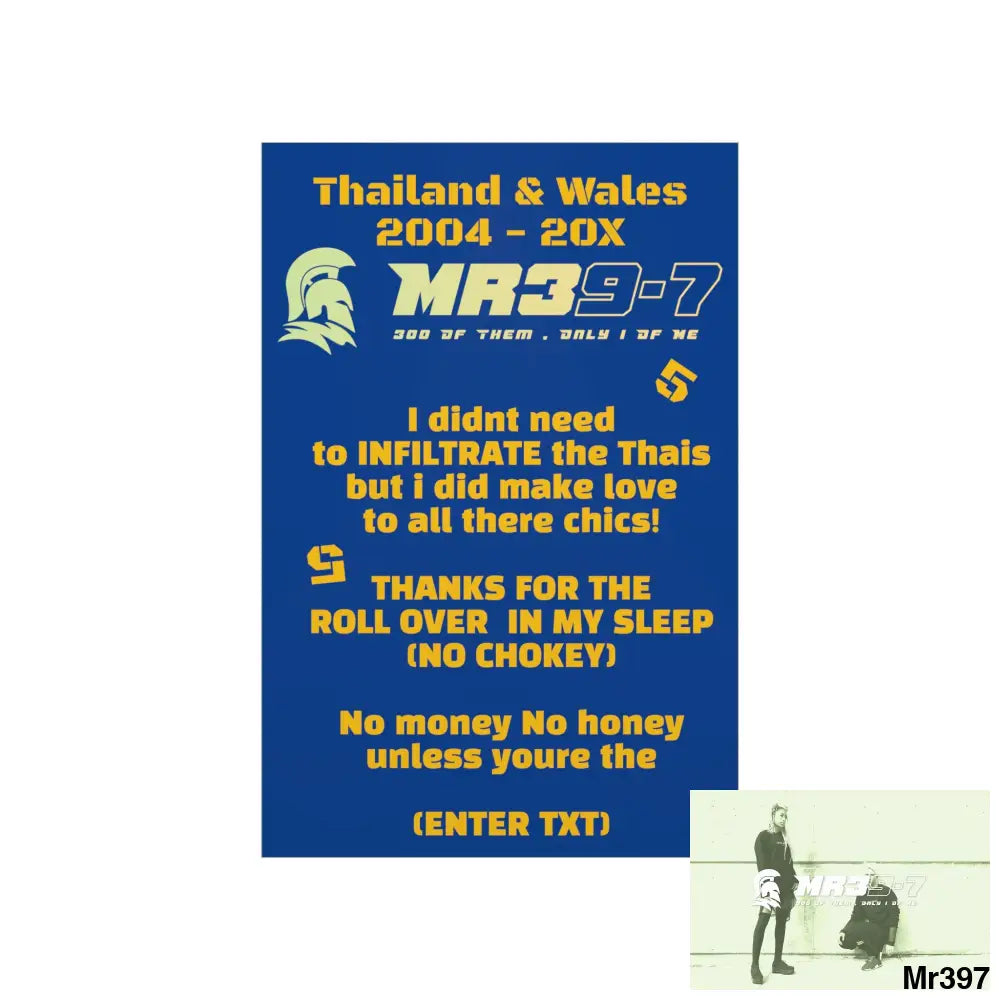 A WDW No money No Honey Thailand 04-10 Matte Vertical Posters 24″ x 36″ / Matte Poster