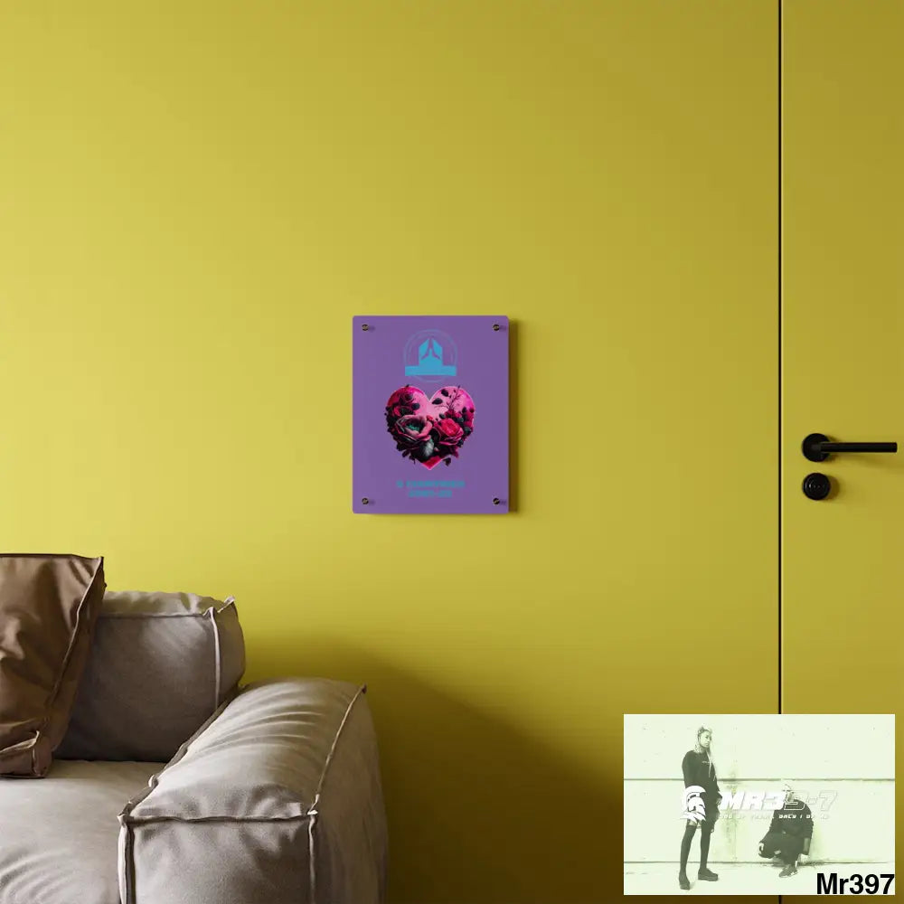 A Who Dares Wins 5 Countries 2001-23 Heart made of pink roses with black accents Acrylic Wall Art Panels Home Decor