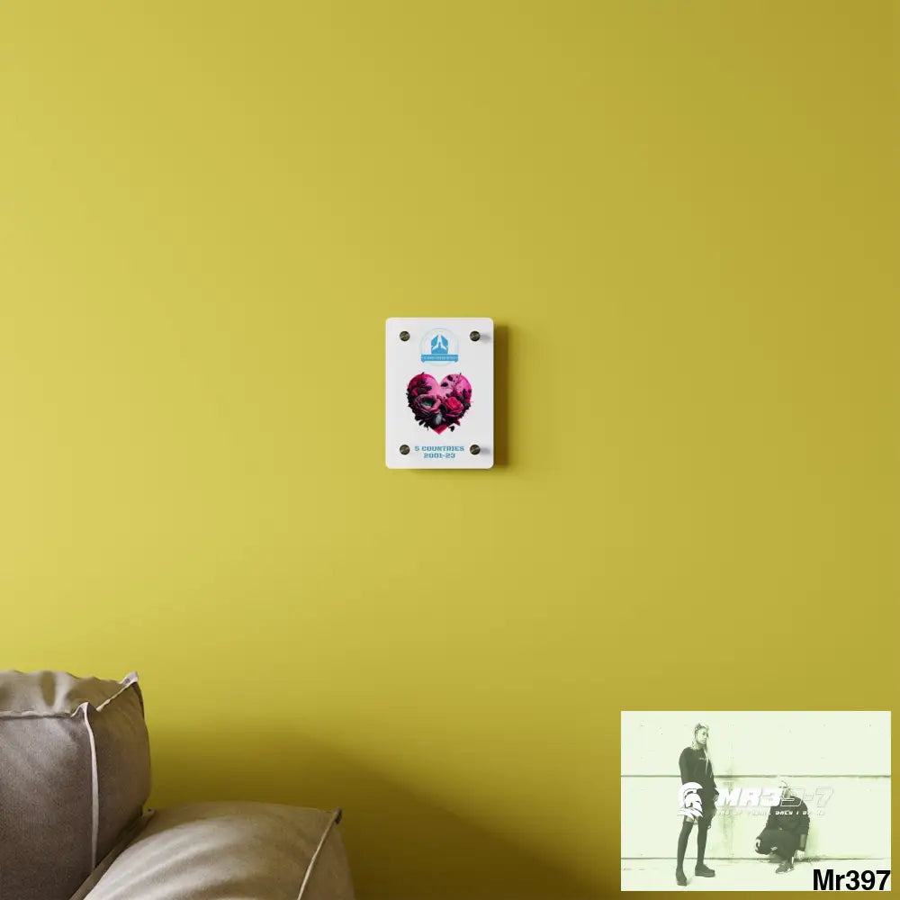 A Who Dares Wins 5 Countries 2001-23 Heart made of pink roses with black accents Acrylic Wall Art Panels Home Decor