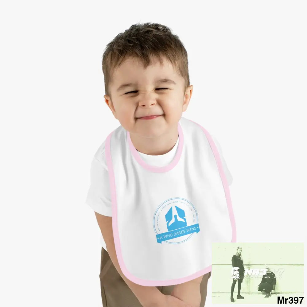 A Who Dares Wins Baby Contrast Trim Jersey Bib Kids clothes