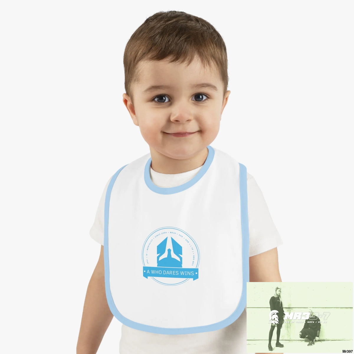 A Who Dares Wins Baby Contrast Trim Jersey Bib Kids clothes