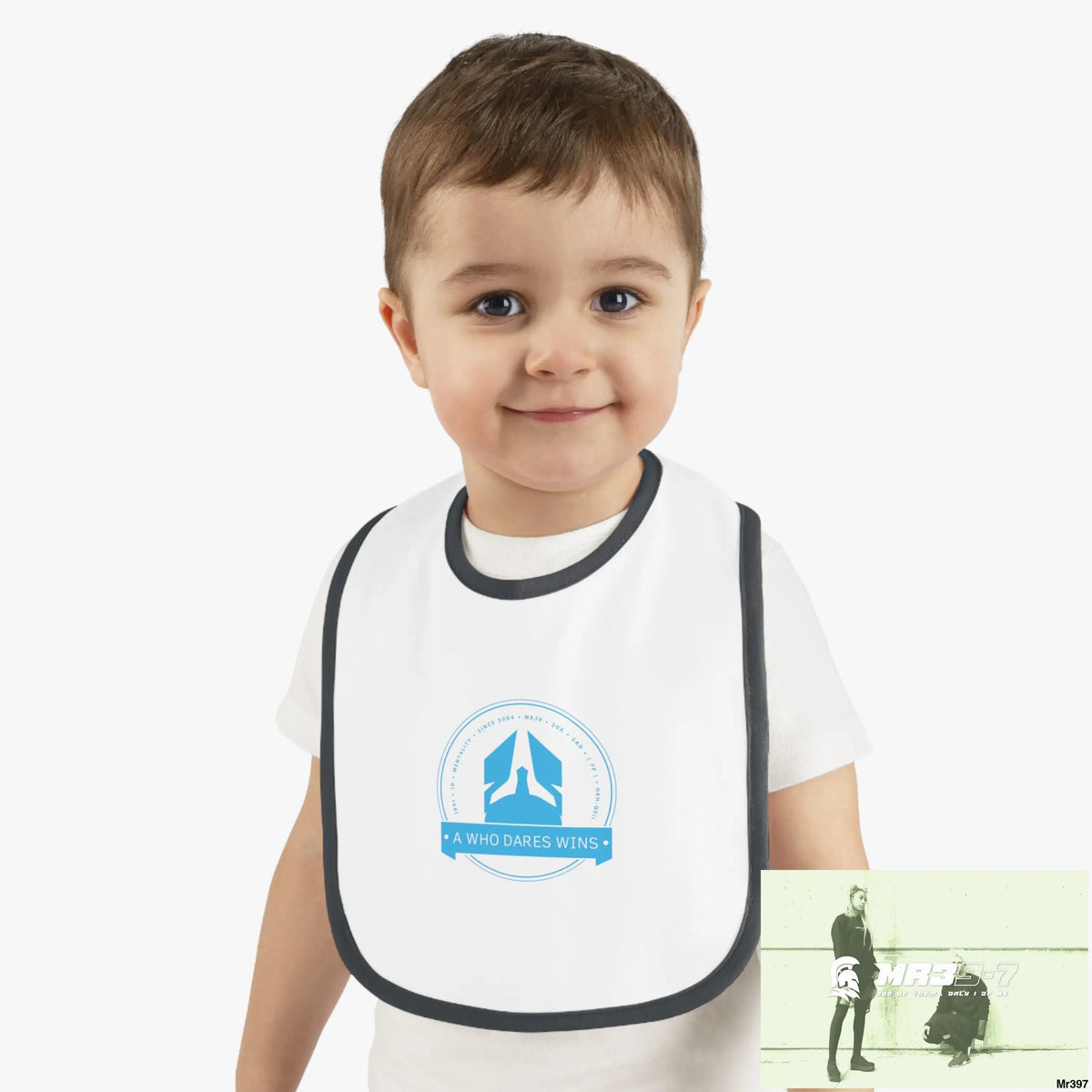 A Who Dares Wins Baby Contrast Trim Jersey Bib Kids clothes