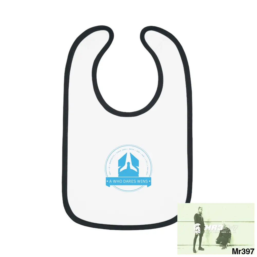 A Who Dares Wins Baby Contrast Trim Jersey Bib White/Black / One size Kids clothes