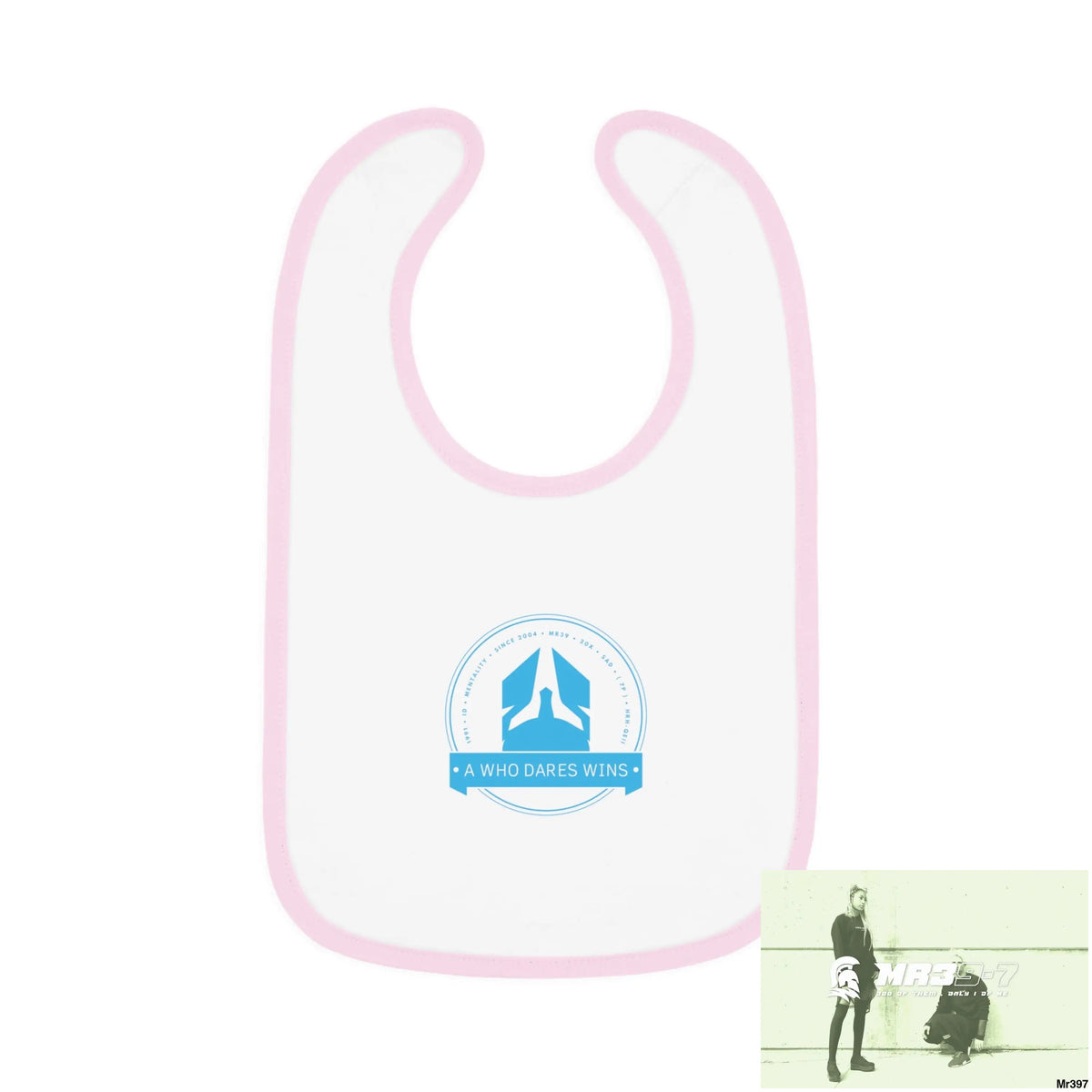 A Who Dares Wins Baby Contrast Trim Jersey Bib White/Pink / One size Kids clothes