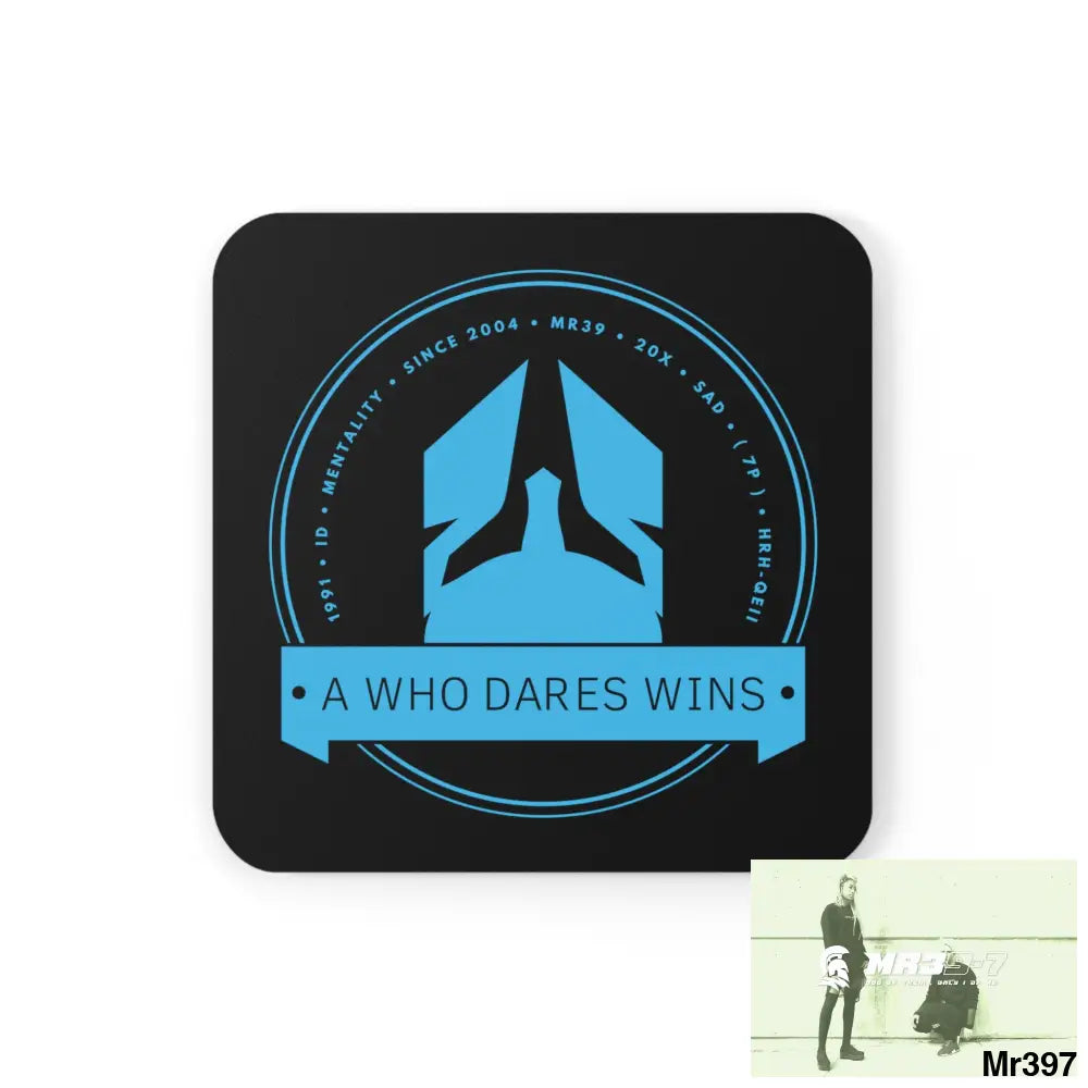 A Who Dares Wins Corkwood Coaster Set Cork / 3.75’’ × 3.75’’ / Square Home Decor