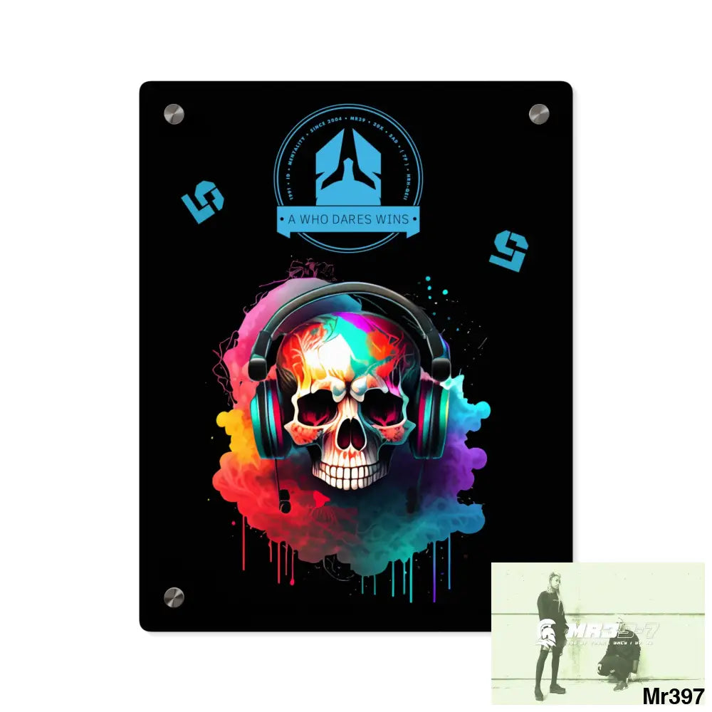 A Who Dares Wins E + 5 Colourful Skull Headphones Wall Art Panels 11″ x 14″ (Vertical) / 0.25’’ Home Decor