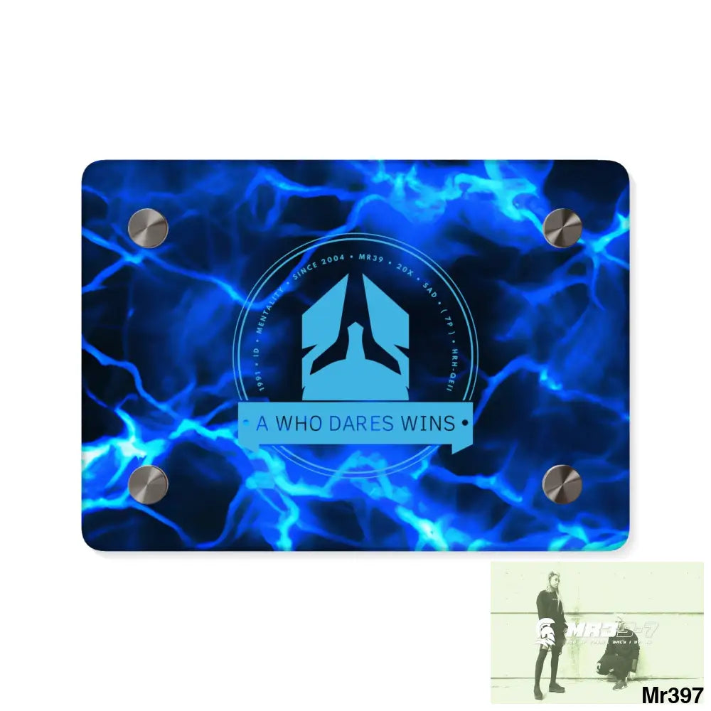 A Who Dares Wins Electric Blue Acrylic Wall Art Panels 7’’ x 5’’ (Horizontal) / 0.25’’ Home Decor