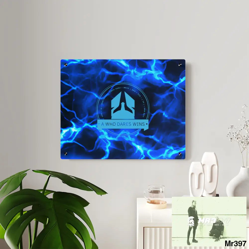 A Who Dares Wins Electric Blue Acrylic Wall Art Panels Home Decor