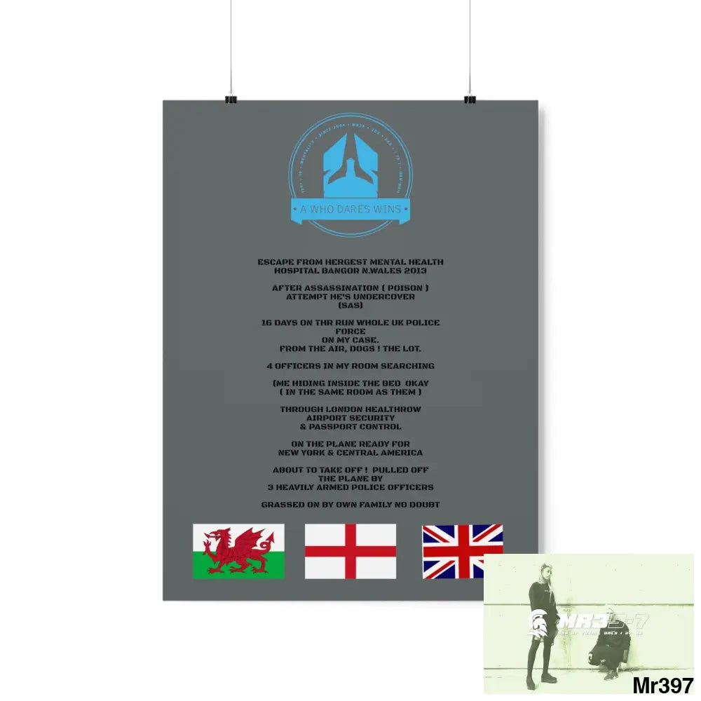 A Who Dares Wins Escape from Hergest MH Hospital 2013 Matte Vertical Posters 18″ x 24″ / Matte Poster