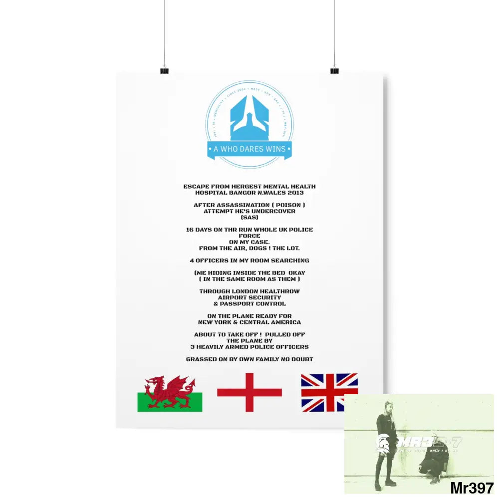 A Who Dares Wins Escape from Hergest MH Hospital 2013 Matte Vertical Posters 18″ x 24″ / Matte Poster