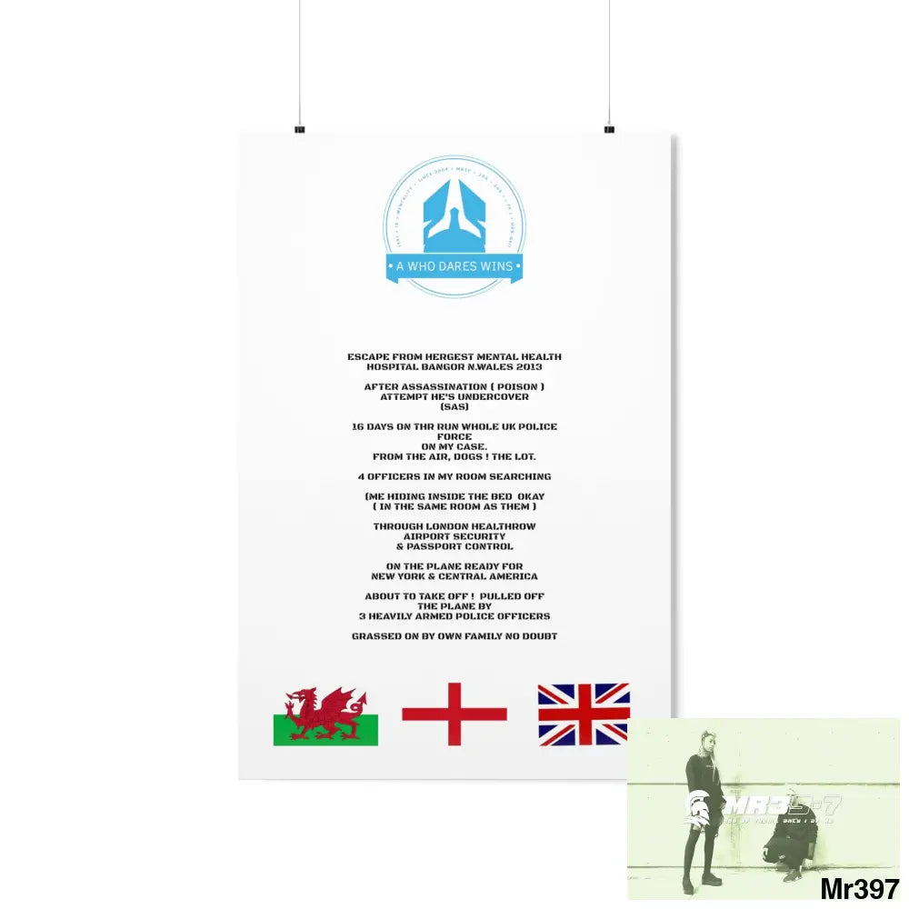 A Who Dares Wins Escape from Hergest MH Hospital 2013 Matte Vertical Posters 24″ x 36″ / Matte Poster