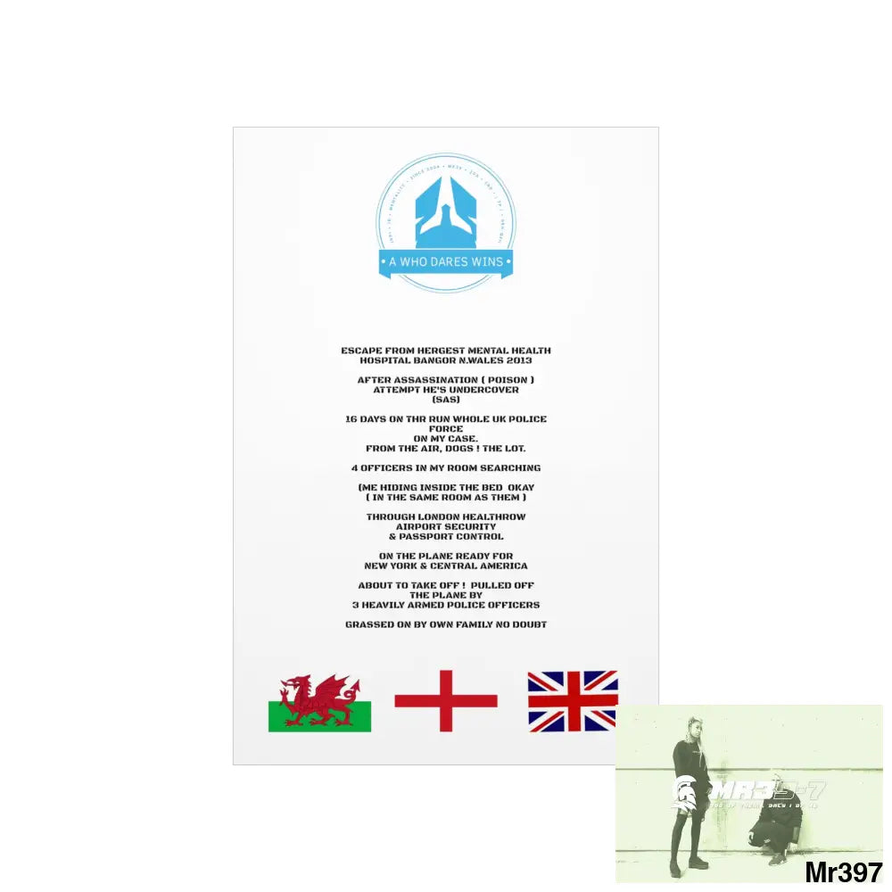 A Who Dares Wins Escape from Hergest MH Hospital 2013 Matte Vertical Posters Poster