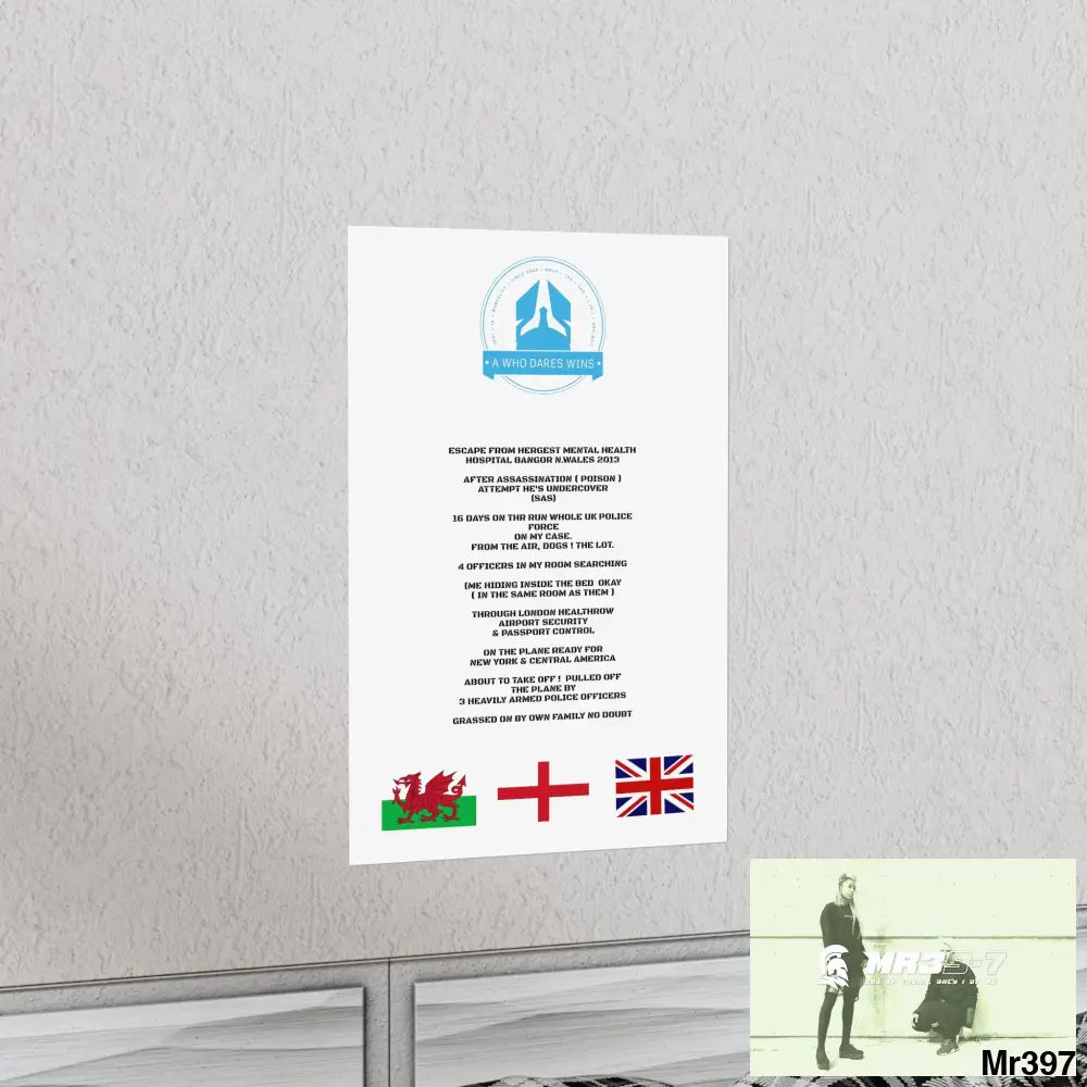 A Who Dares Wins Escape from Hergest MH Hospital 2013 Matte Vertical Posters Poster