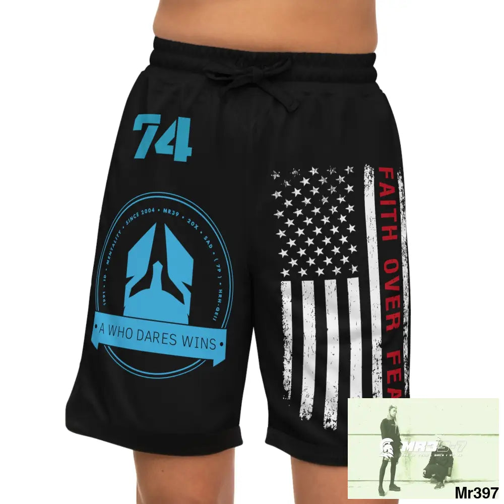 A Who Dares Wins - Faith over Fear Basketball Rib Shorts (AOP) All Over Prints