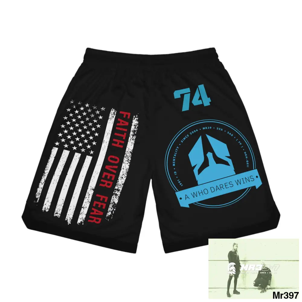 A Who Dares Wins - Faith over Fear Basketball Rib Shorts (AOP) All Over Prints