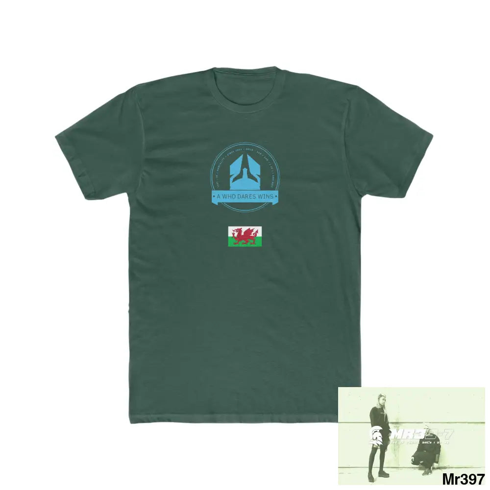 A Who Dares Wins Gwynedd - Barmouth Men’s Cotton CrewTee Solid Forest Green / S T-Shirt