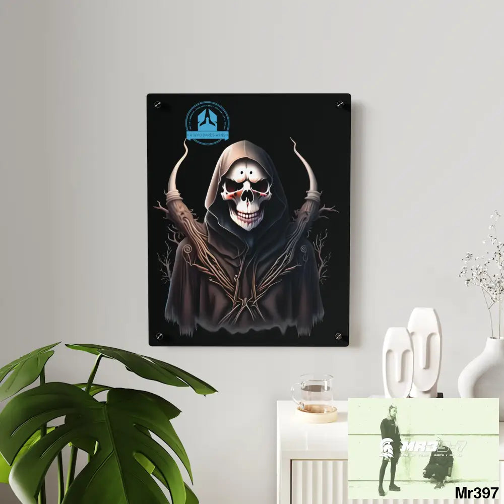 A Who Dares Wins Halloween Reaper Graphic Acrylic Wall Art Panels Home Decor