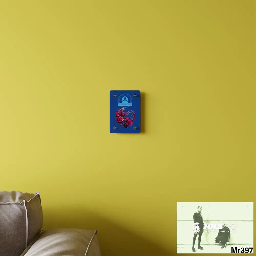 A Who Dares Wins Heart made of Pink Roses on Black Background Acrylic Wall Art Panels Home Decor