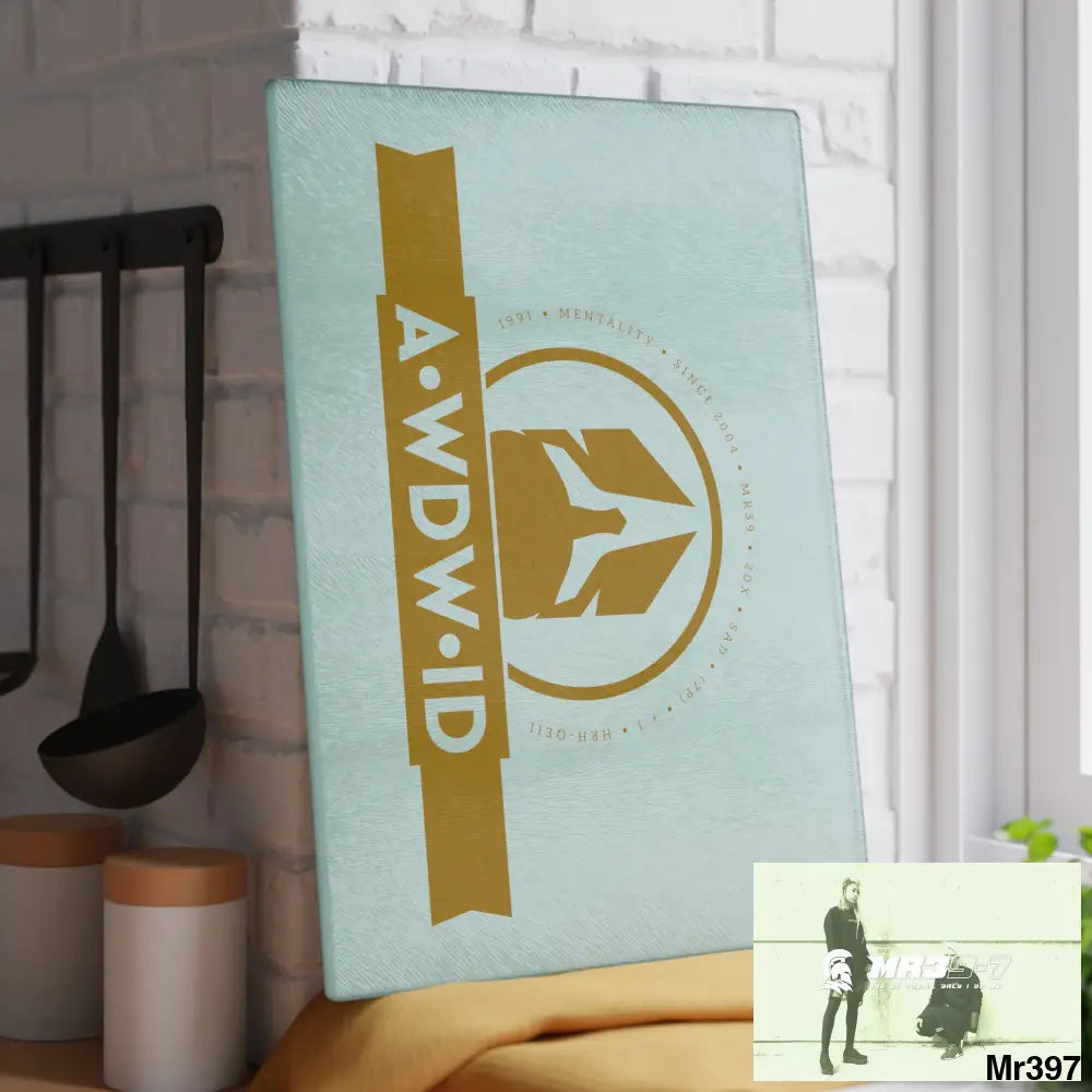 A Who Dares Wins ID Glass Cutting Board 11’’ x 15’’ / Rectangle Home Decor