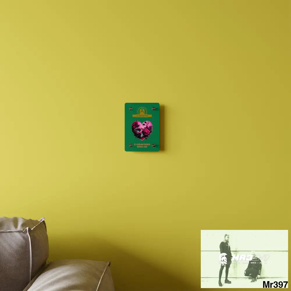 A Who Dares Wins (ID) RSF 5 Countries 2001-23 Heart made of pink roses with black accents Acrylic Wall Art Panels Home