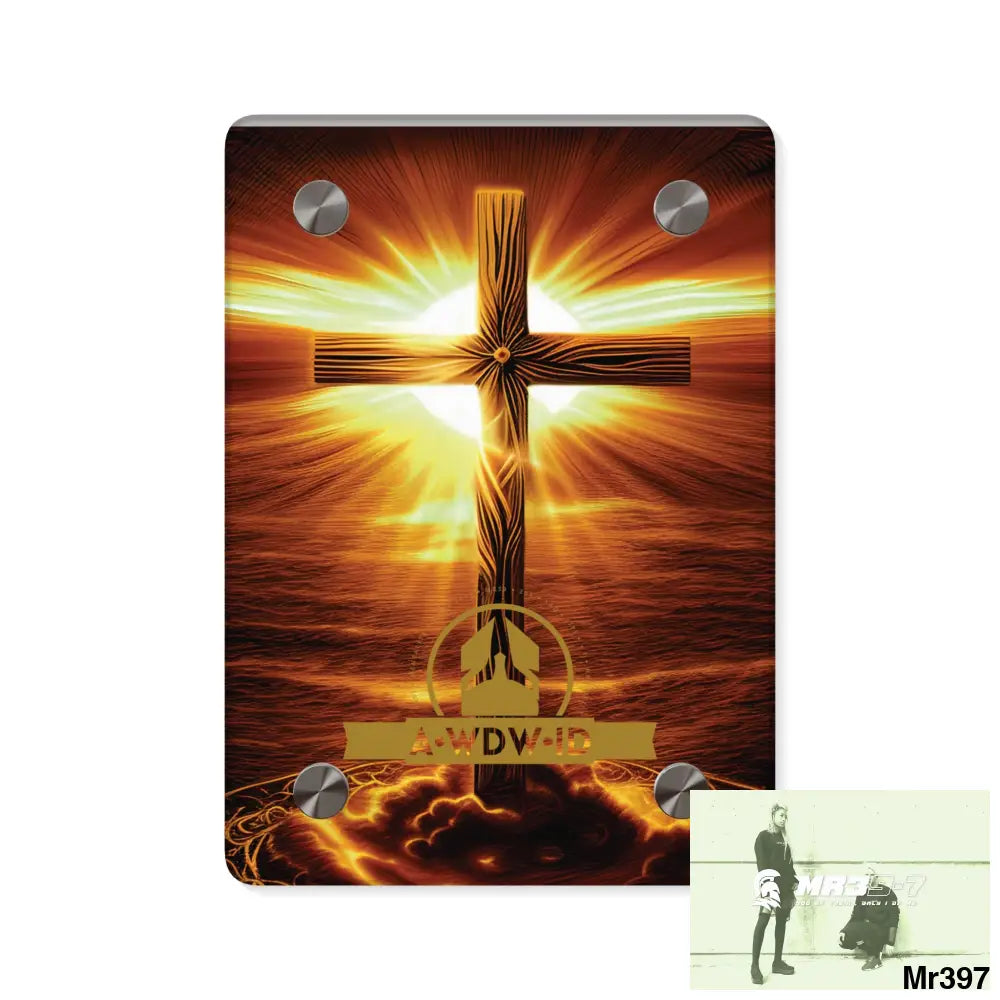 A Who Dares Wins (ID) RSF Golden Sunrise Old Rugged Cross Celestial Ambient Faith Hyper Realistic Acrylic Wall Art