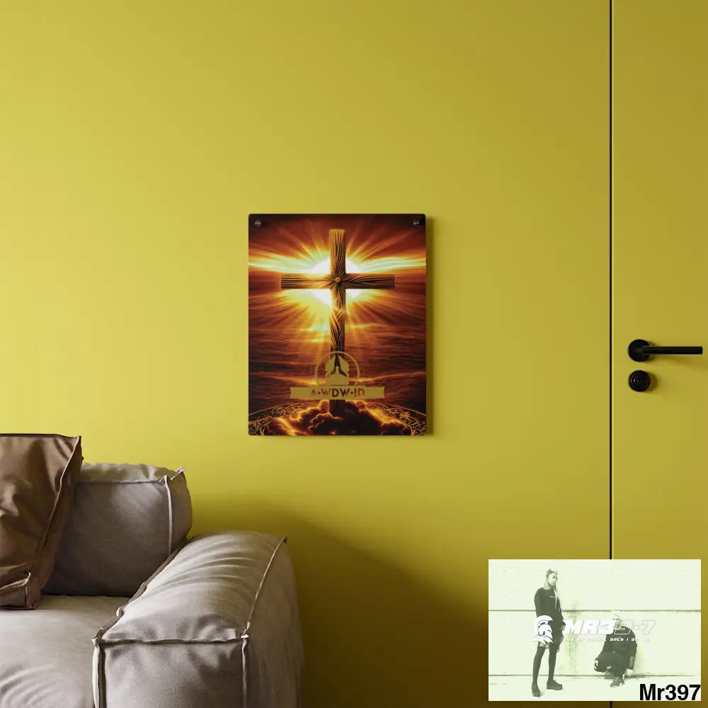 A Who Dares Wins (ID) RSF Golden Sunrise Old Rugged Cross Celestial Ambient Faith Hyper Realistic Acrylic Wall Art