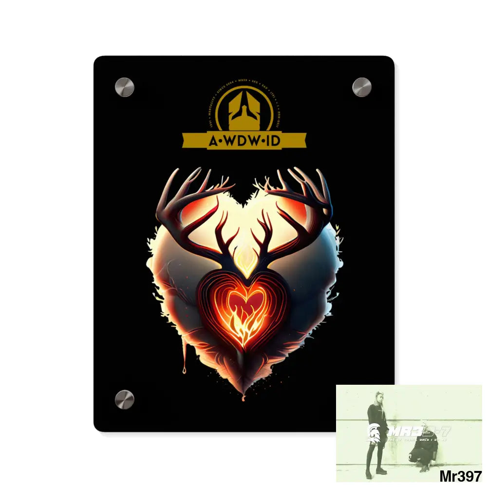 A Who Dares Wins (ID) RSF Heart of Fire Stag Antler Graphic Acrylic Wall Art Panels 8″ x 10″ (Vertical) / 0.25’’ Home