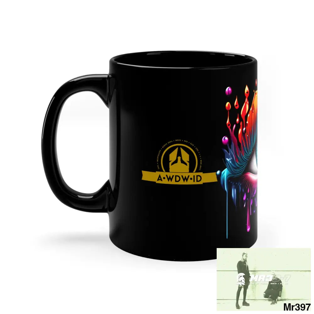 A Who Dares Wins (ID RSF) Multicoloured dripping eye 11oz Black Mug 11oz Mug