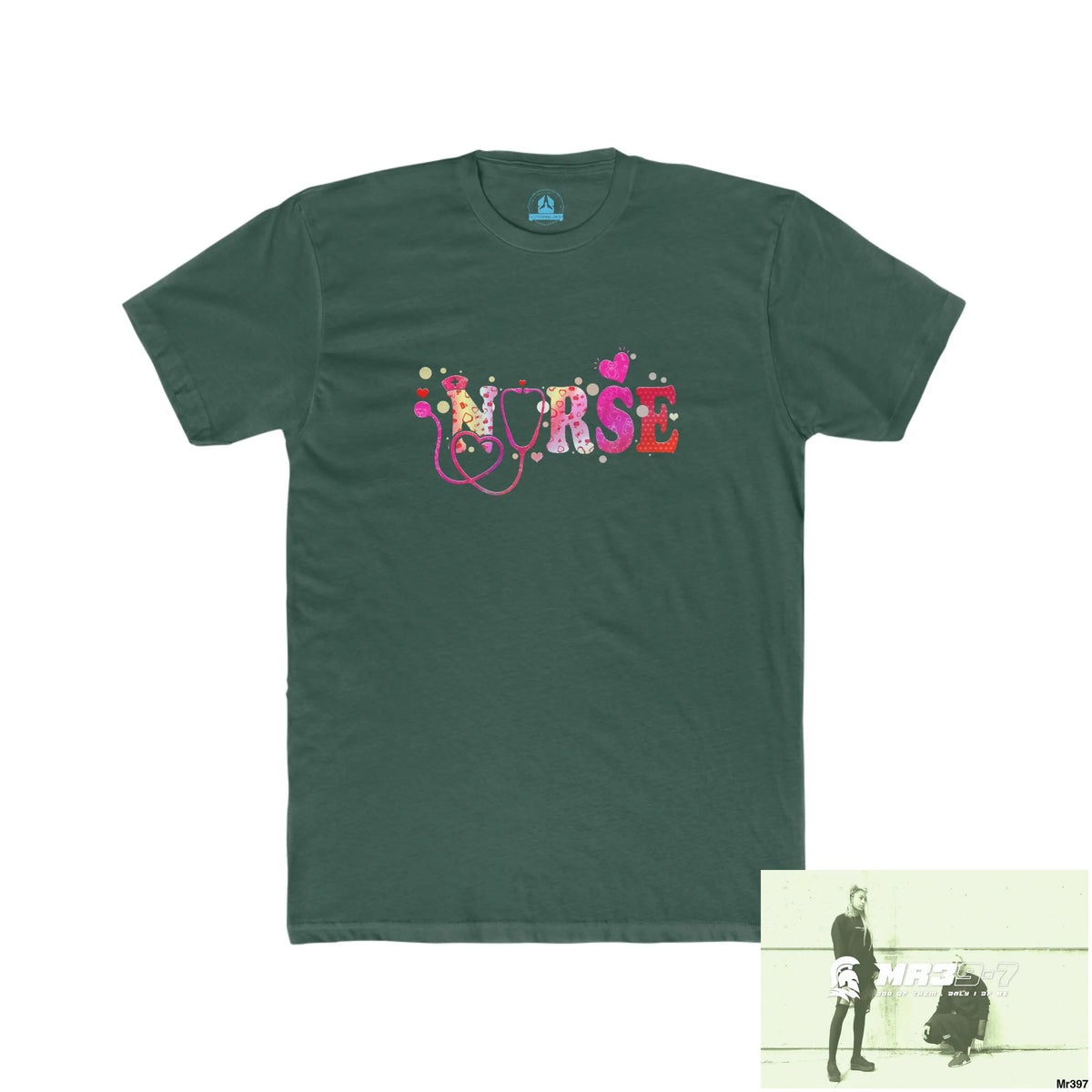 A Who Dares Wins Nurse Love Men’s Cotton Crew Tee Solid Forest Green / S T-Shirt