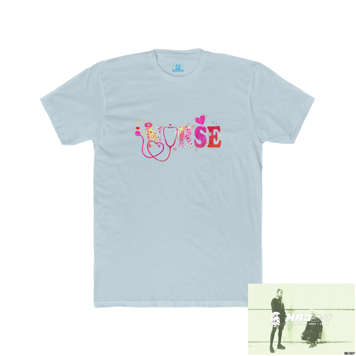 A Who Dares Wins Nurse Love Men’s Cotton Crew Tee Solid Light Blue / S T-Shirt