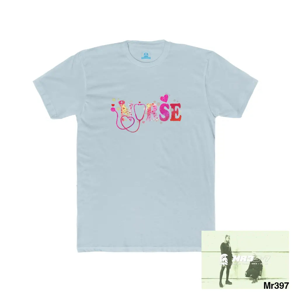 A Who Dares Wins Nurse Love Men’s Cotton Crew Tee Solid Light Blue / S T-Shirt