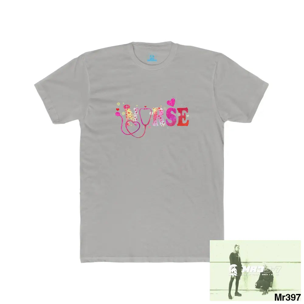 A Who Dares Wins Nurse Love Men’s Cotton Crew Tee Solid Light Grey / S T-Shirt