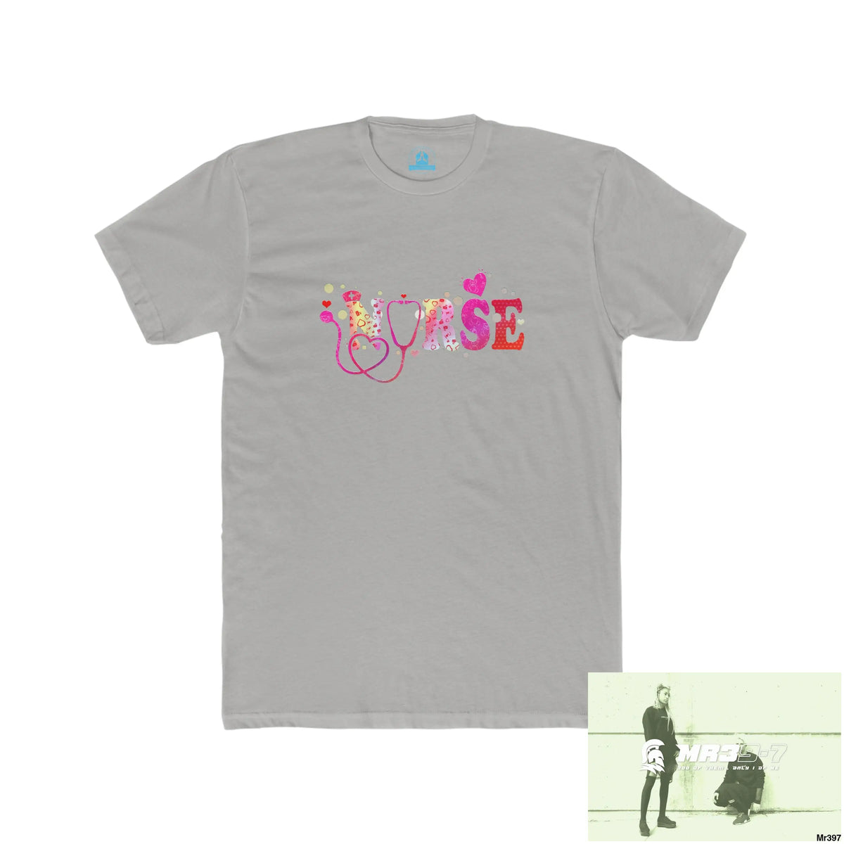 A Who Dares Wins Nurse Love Men’s Cotton Crew Tee Solid Light Grey / S T-Shirt