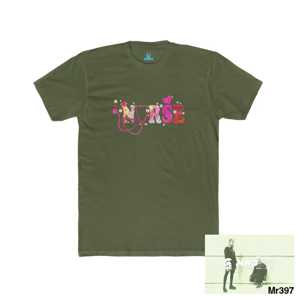 A Who Dares Wins Nurse Love Men’s Cotton Crew Tee Solid Military Green / XS T-Shirt