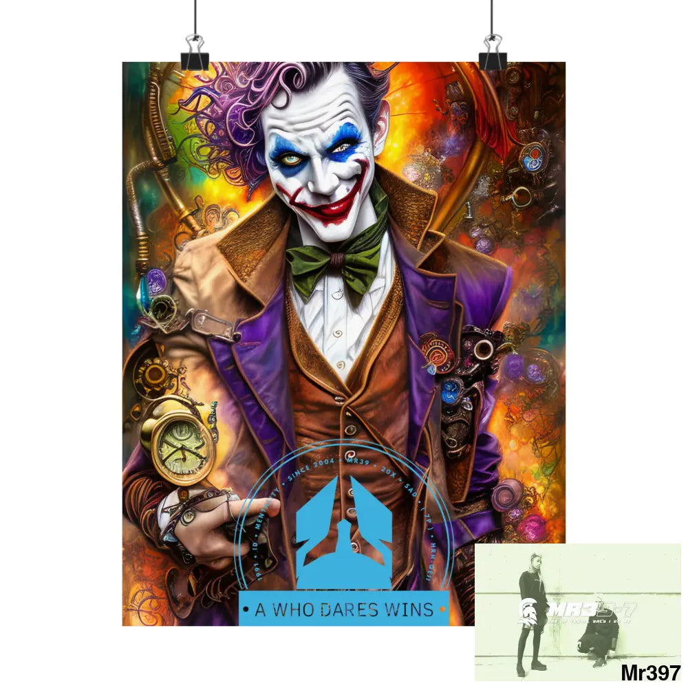 A Who Dares Wins Steampunk Joker Hearts Tribal Fractal Matte Vertical Posters 11″ x 14″ / Matte Poster