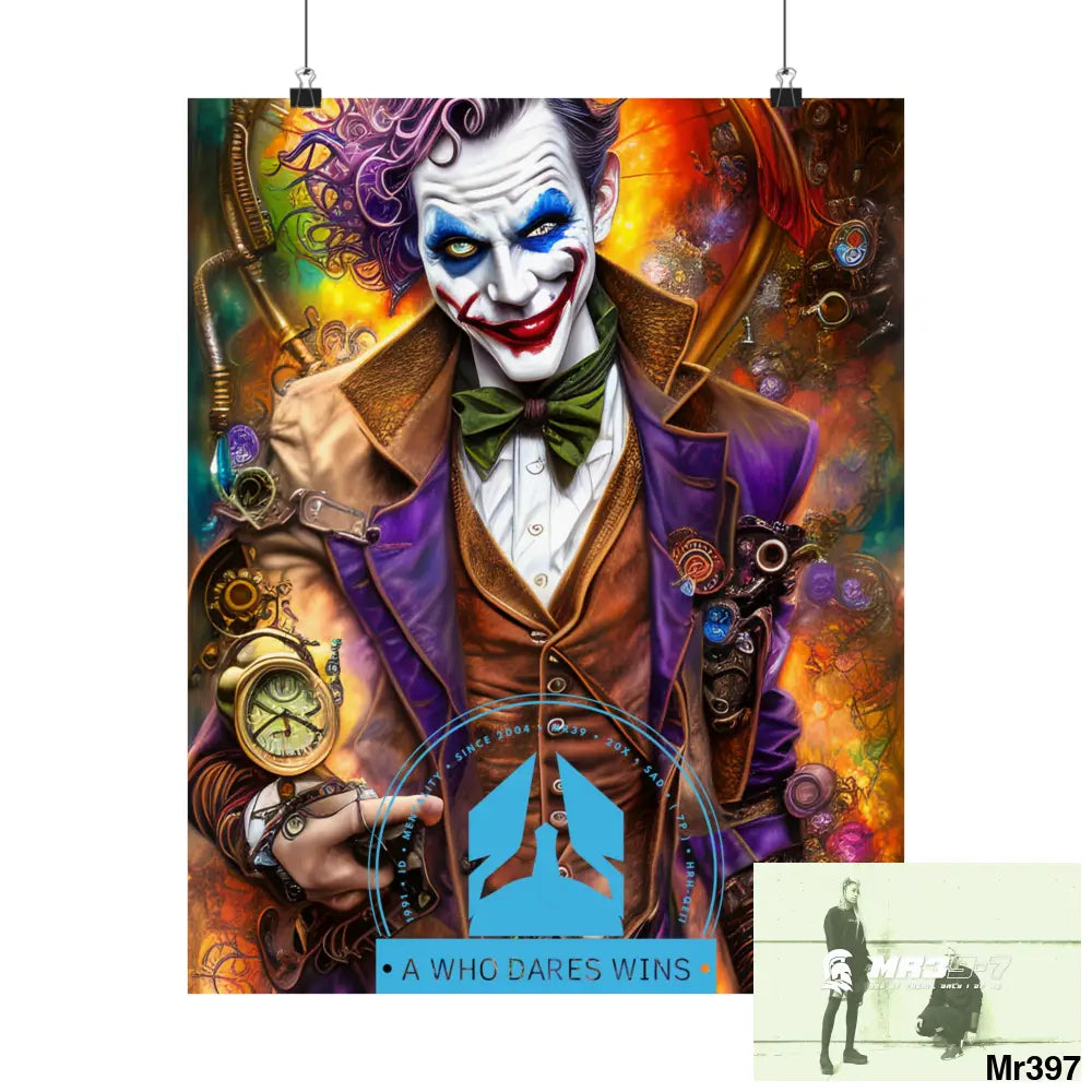 A Who Dares Wins Steampunk Joker Hearts Tribal Fractal Matte Vertical Posters 16″ x 20″ / Matte Poster