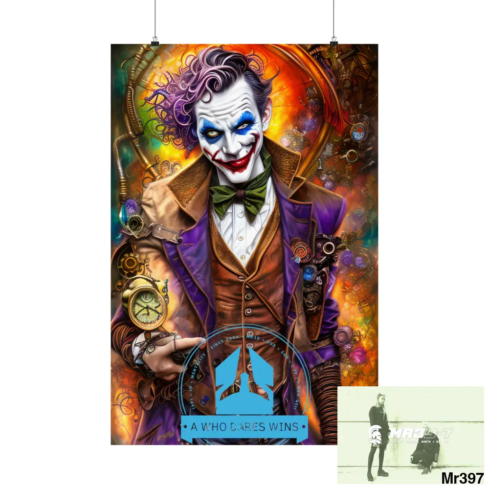 A Who Dares Wins Steampunk Joker Hearts Tribal Fractal Matte Vertical Posters 24″ x 36″ / Matte Poster