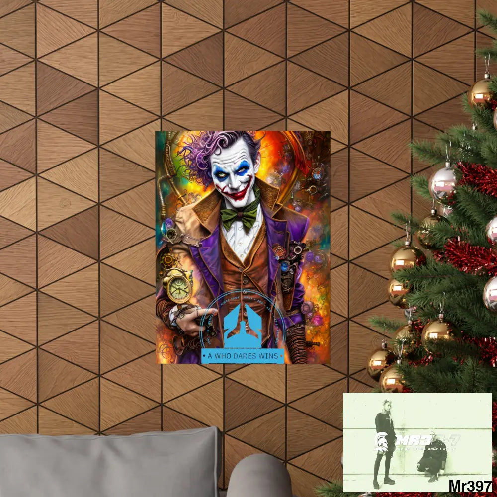 A Who Dares Wins Steampunk Joker Hearts Tribal Fractal Matte Vertical Posters Poster