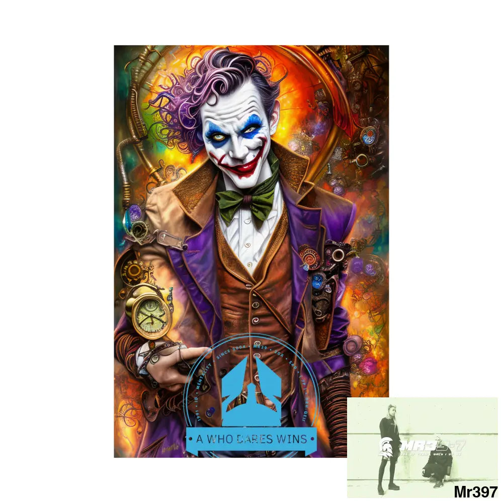A Who Dares Wins Steampunk Joker Hearts Tribal Fractal Matte Vertical Posters Poster