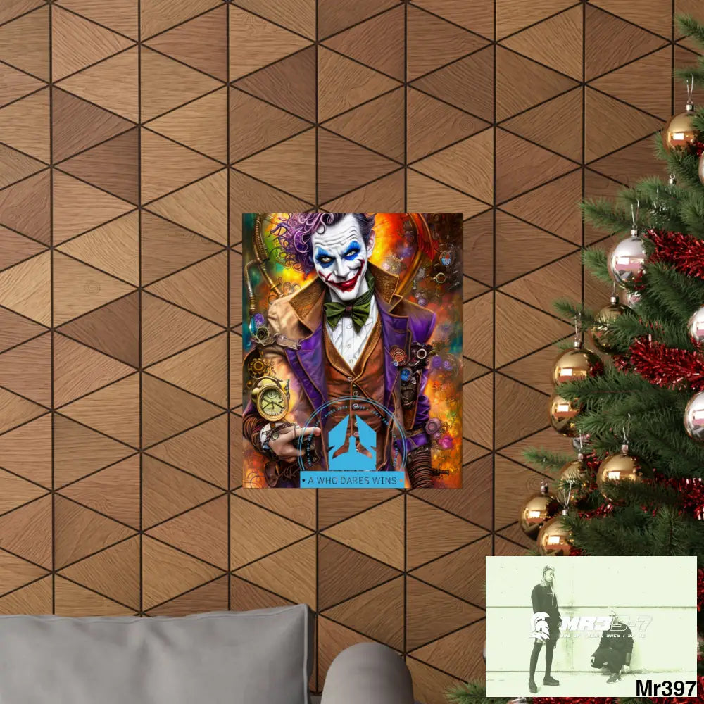 A Who Dares Wins Steampunk Joker Hearts Tribal Fractal Matte Vertical Posters Poster