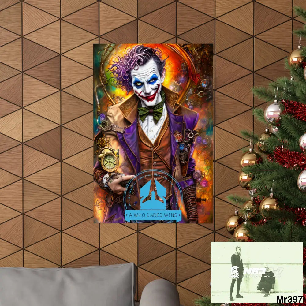 A Who Dares Wins Steampunk Joker Hearts Tribal Fractal Matte Vertical Posters Poster