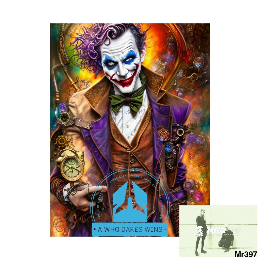 A Who Dares Wins Steampunk Joker Hearts Tribal Fractal Matte Vertical Posters Poster