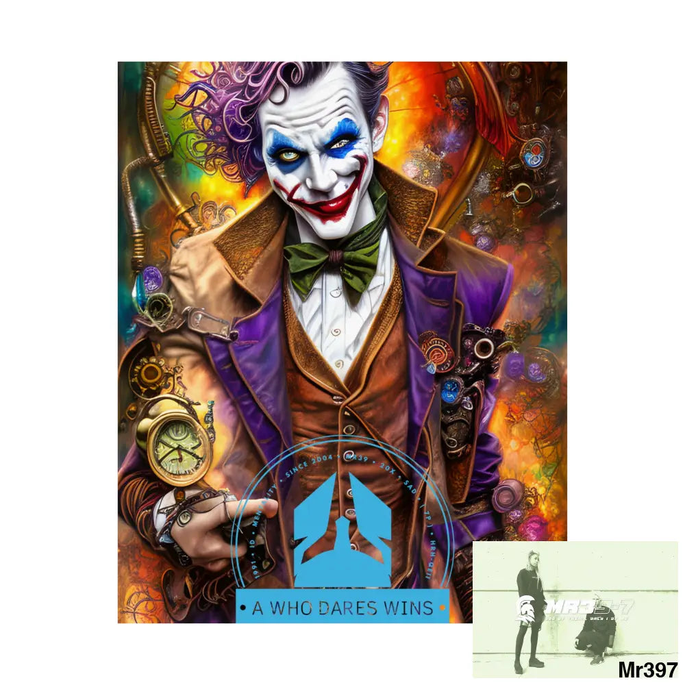 A Who Dares Wins Steampunk Joker Hearts Tribal Fractal Matte Vertical Posters Poster
