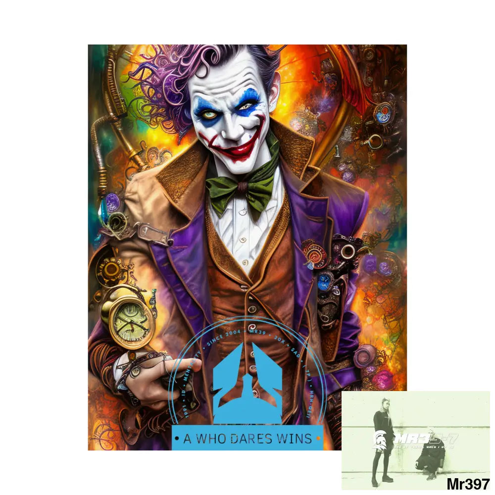 A Who Dares Wins Steampunk Joker Hearts Tribal Fractal Matte Vertical Posters Poster