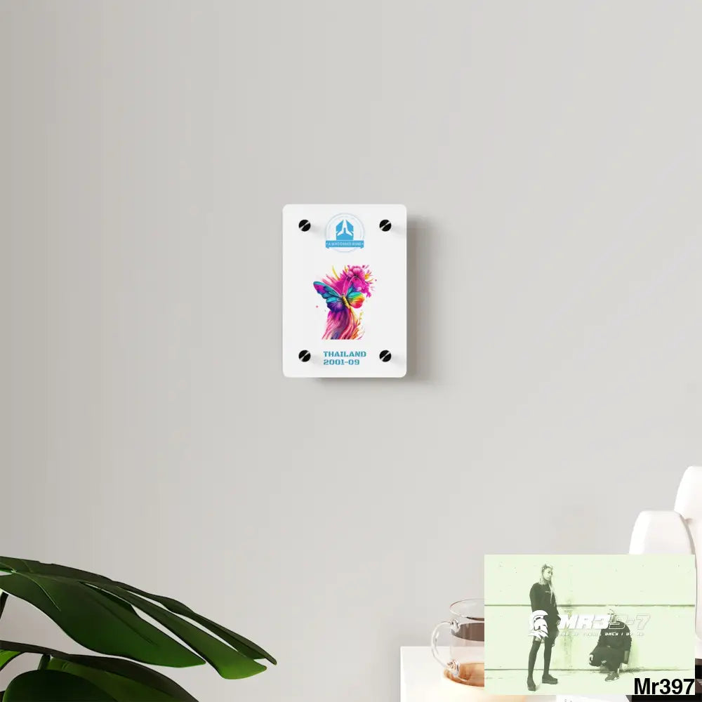 A Who Dares Wins Thailand 2001--09 Colorful Butterfly in Mid-Flight Acrylic Wall Art Panels Home Decor