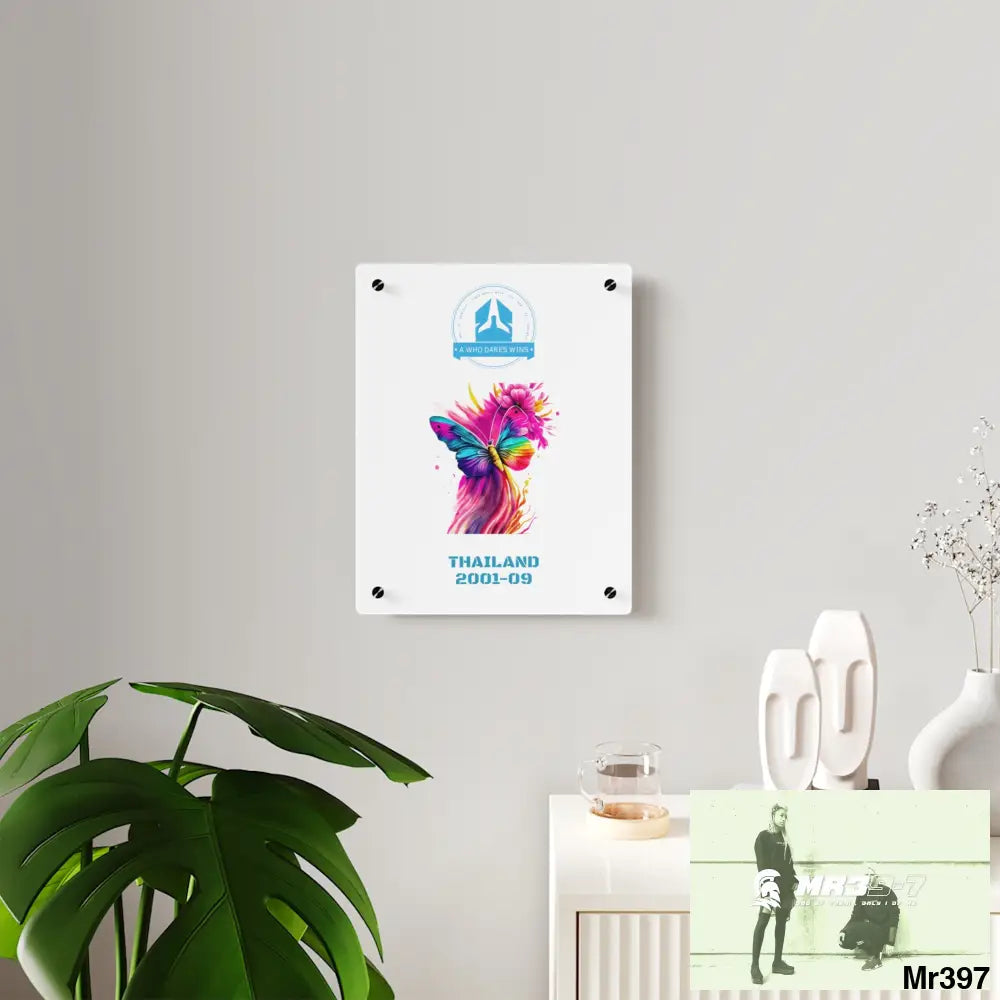 A Who Dares Wins Thailand 2001--09 Colourful Butterfly in Mid-Flight Acrylic Wall Art Panels Home Decor