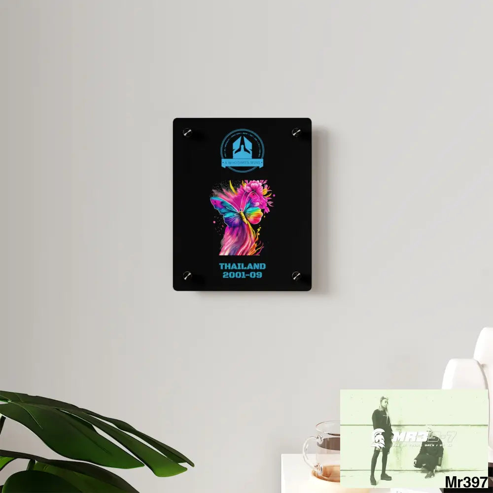 A Who Dares Wins Thailand 2001-09 Colourful Butterfly in Mid-Flight Acrylic Wall Art Panels Home Decor